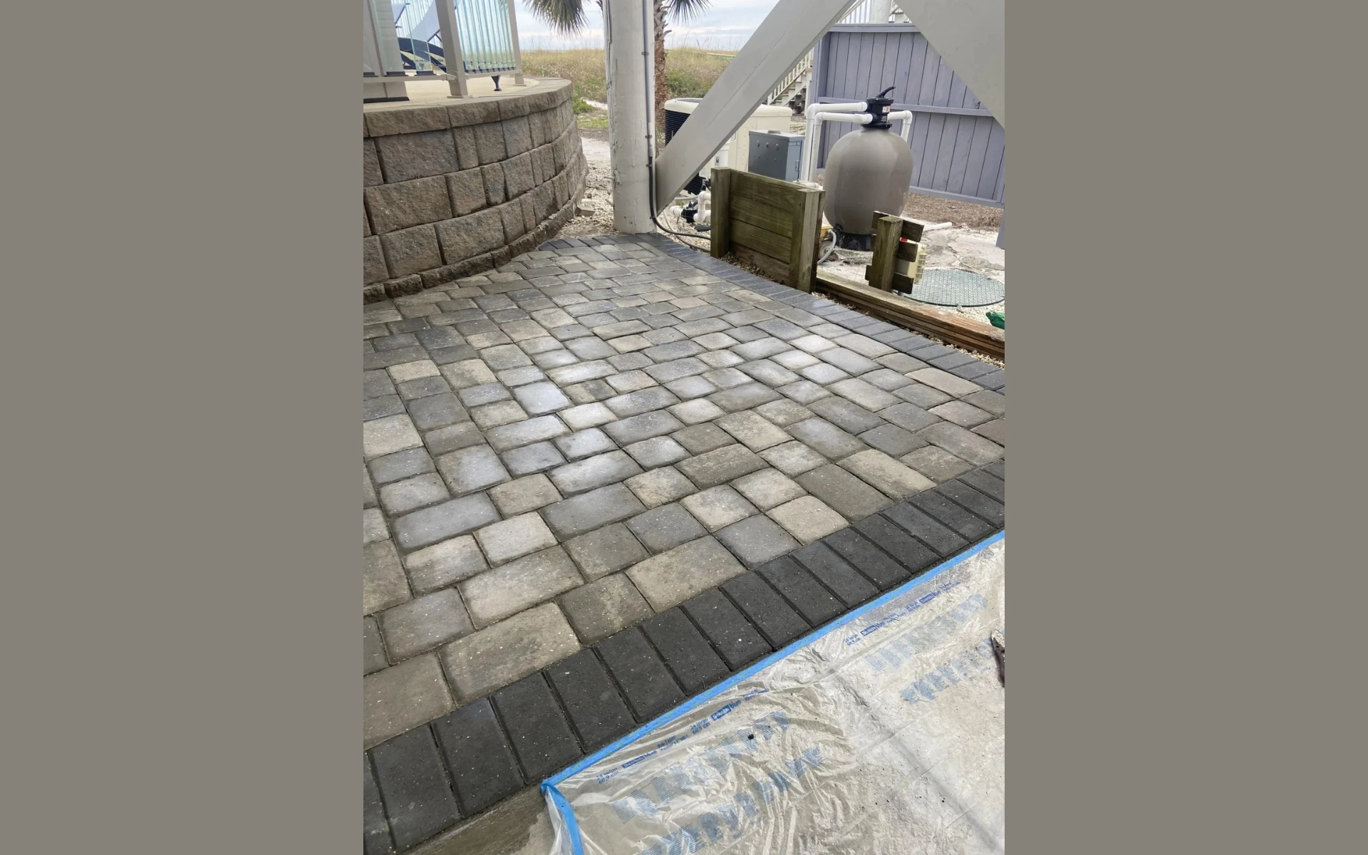 Paver sealing after - professional Trident Cat 5 sealer application in Panama City Beach FL